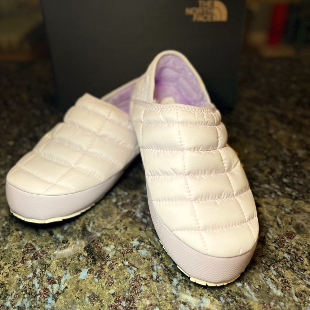 The North Face lavender slippers